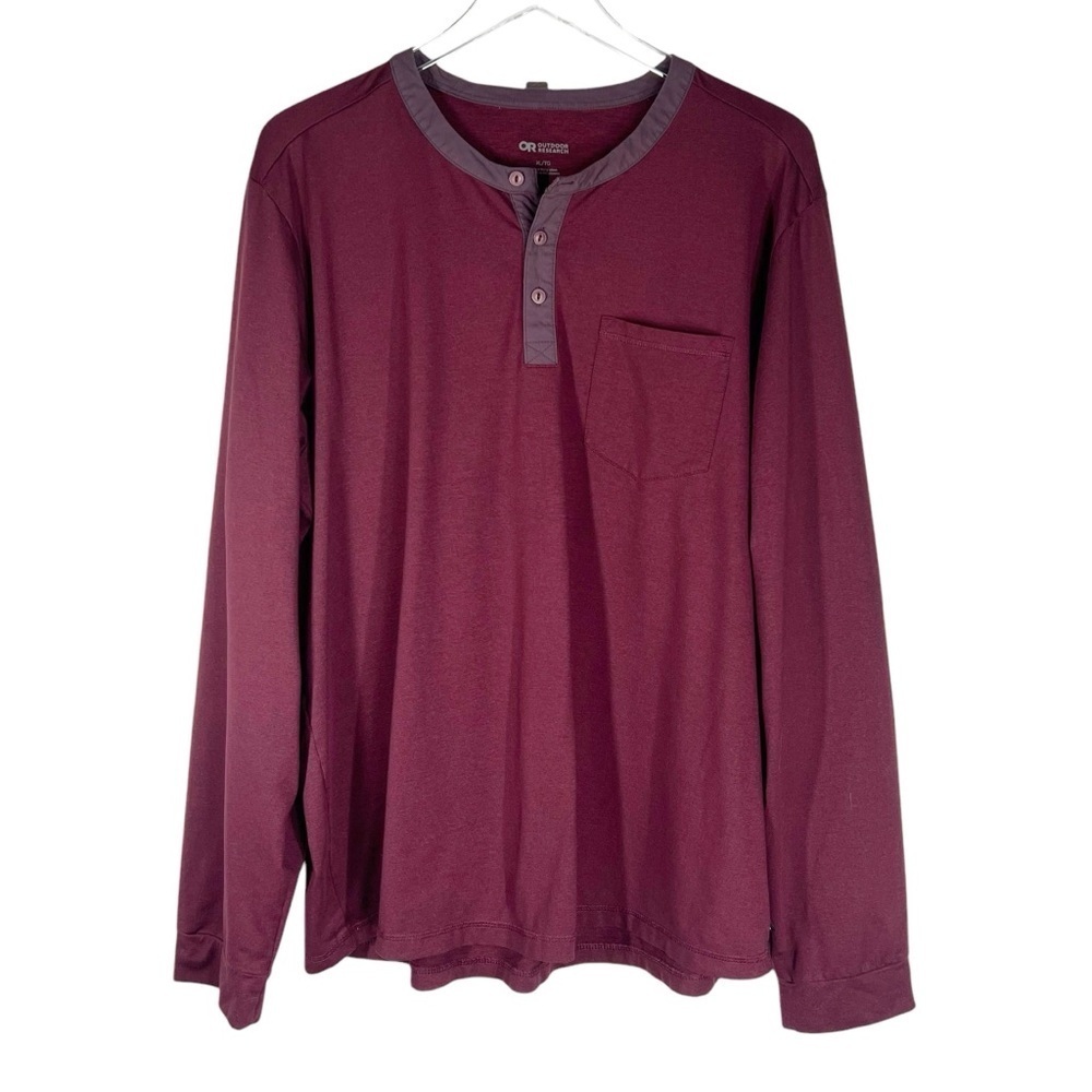 OUTDOOR RESEARCH Men's Deep Plum Long Sleeve Henley Size XL